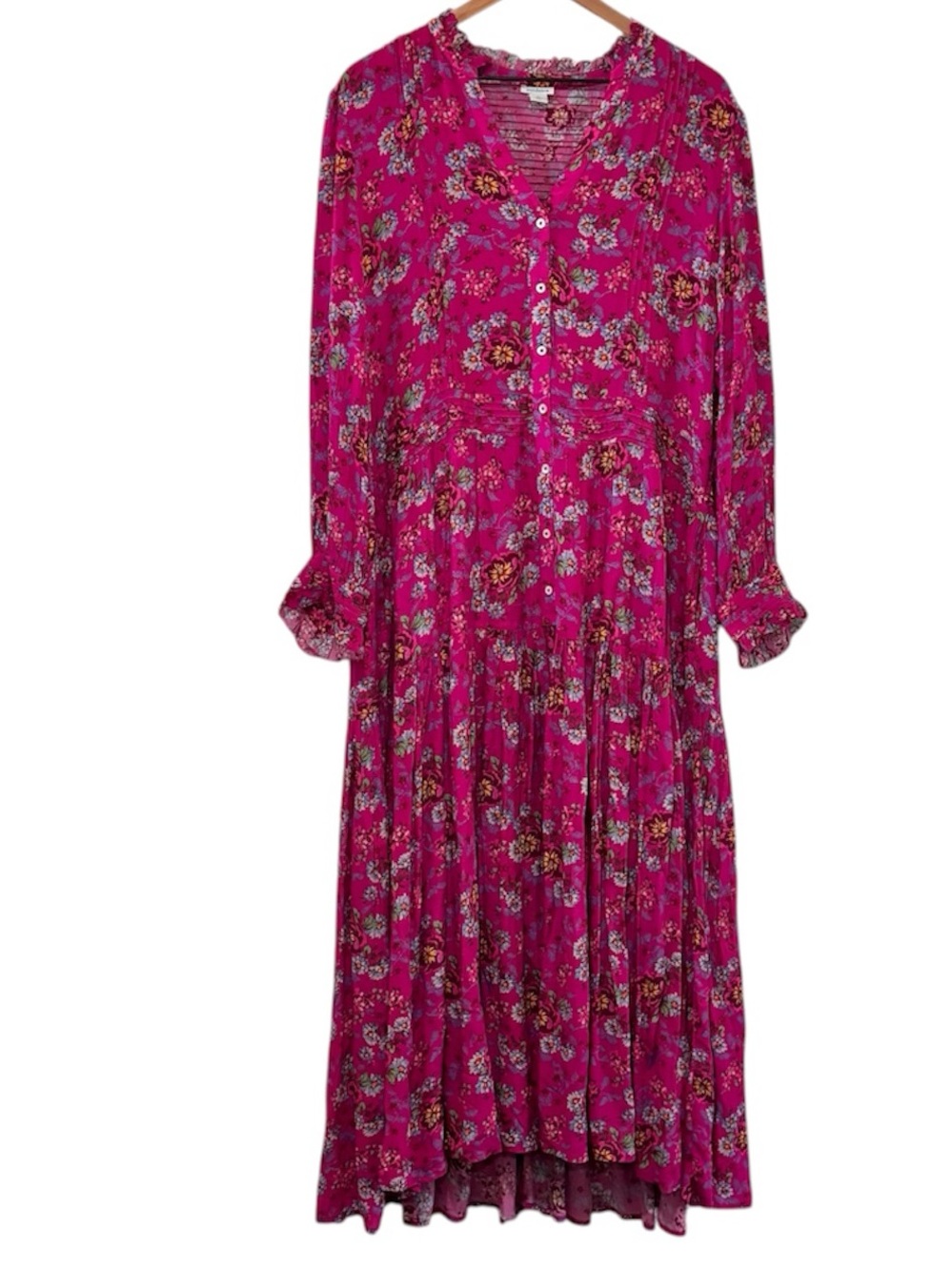 Sundance Raspberry Zora Floral Ruffle Dress XL - Picture 2 of 11